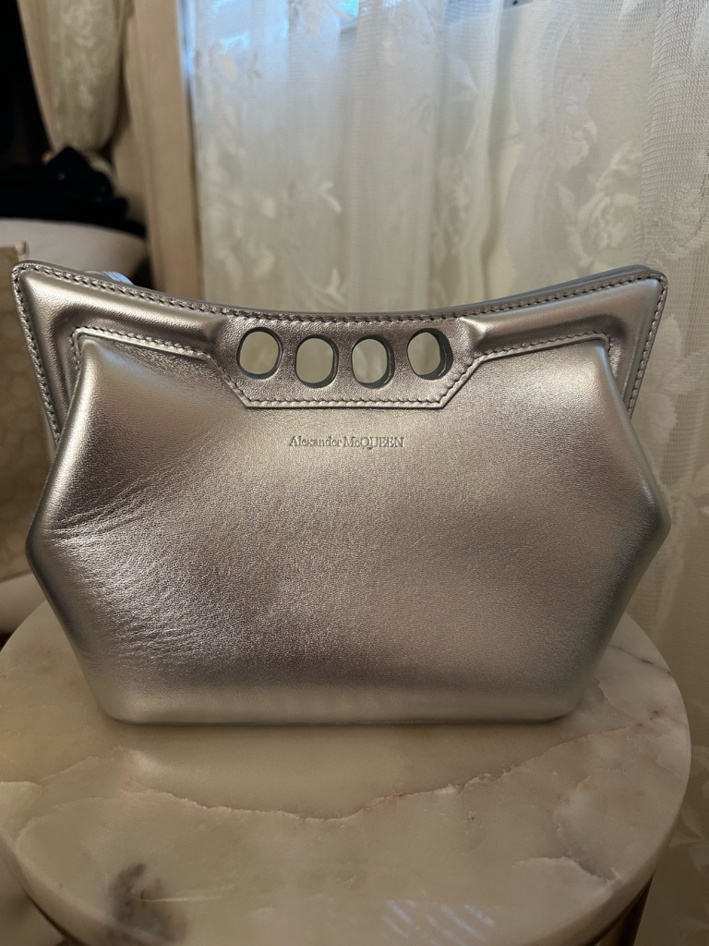 Alexander McQueen “The Peak” Mini Metallic Leather Shoulder / Crossbody Bag